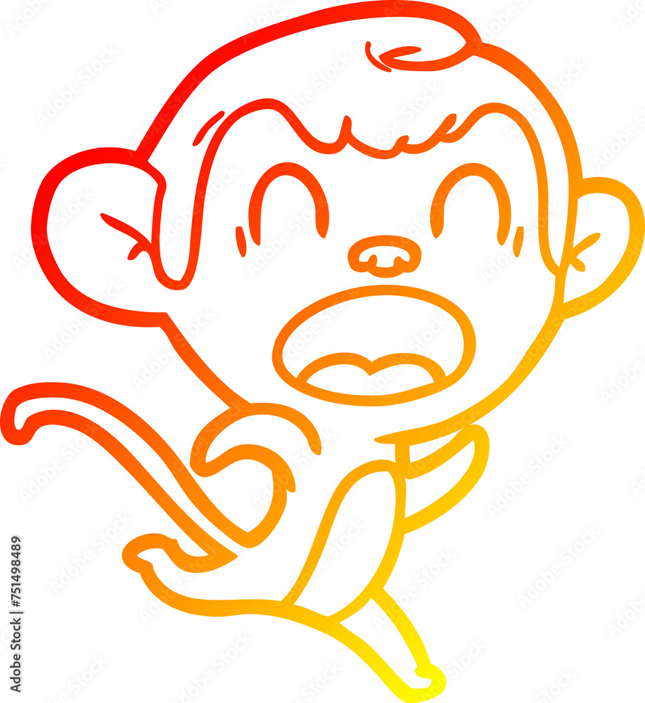 warm gradient line drawing shouting cartoon monkey running warm gradient line drawing shouting cartoon monkey running