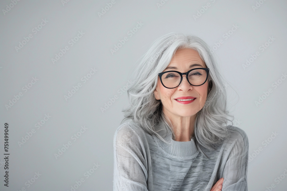 Beautiful intelligent and stylish middle-aged women. Female health care concept.