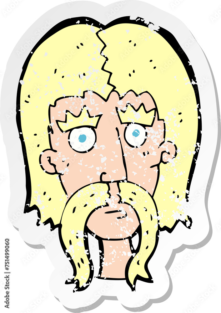 retro distressed sticker of a cartoon man with long mustache retro distressed sticker of a cartoon man with long mustache