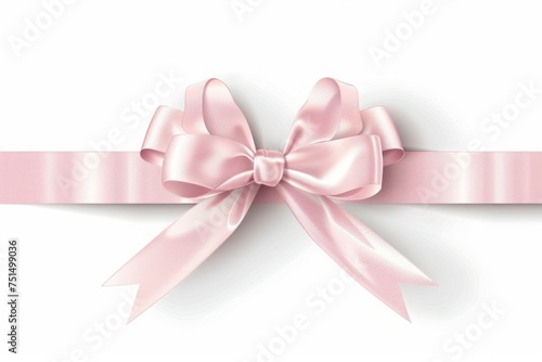 Baby pink Ribbon Bow shiny satin with horizontal ribbon for decorating your wedding invitation card, mothers Day, cancer day, world health day, birthday, 