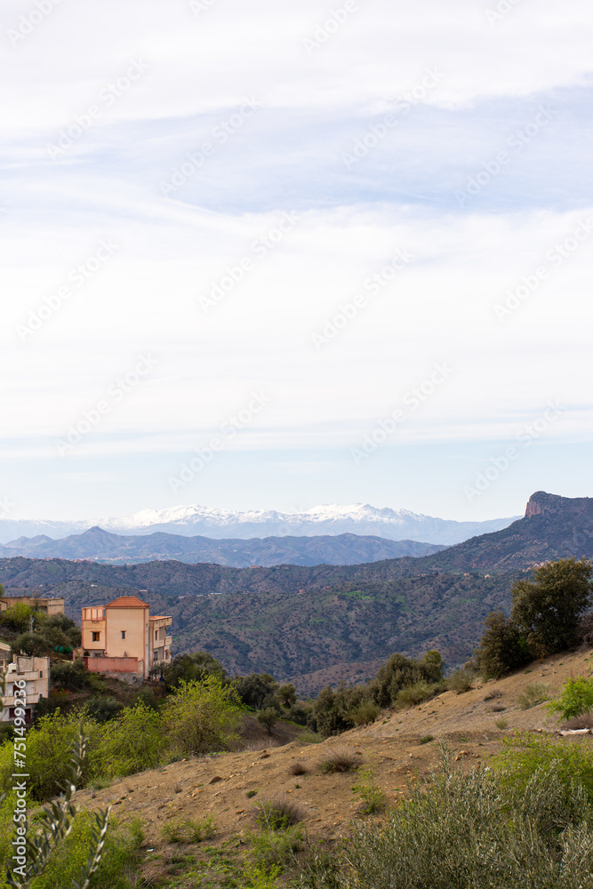 Scenic view of snowcapped mountains against the sky in Setif, Algeria.