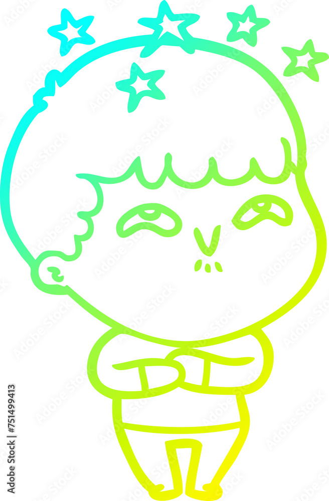 cold gradient line drawing cartoon amazed boy cold gradient line drawing cartoon amazed boy