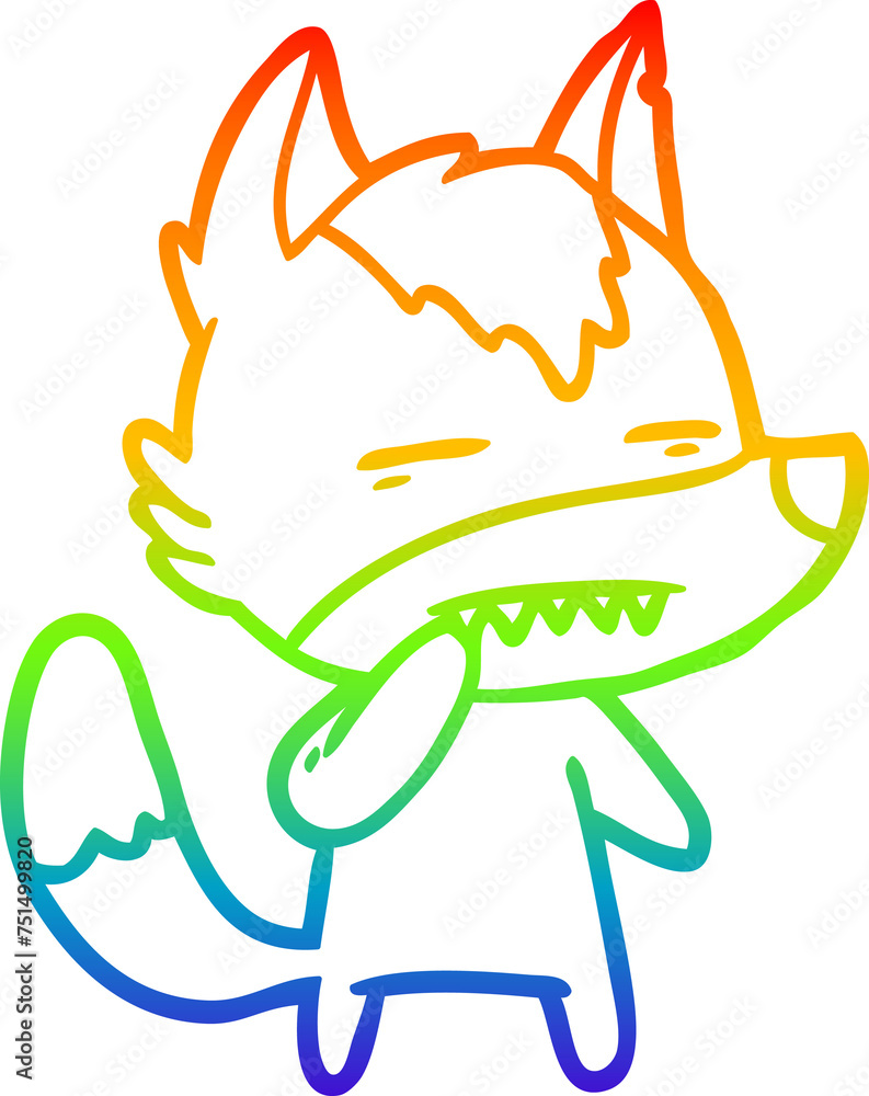 rainbow gradient line drawing unsure wolf showing teeth rainbow gradient line drawing unsure wolf showing teeth