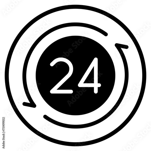 24 hours glyph icon