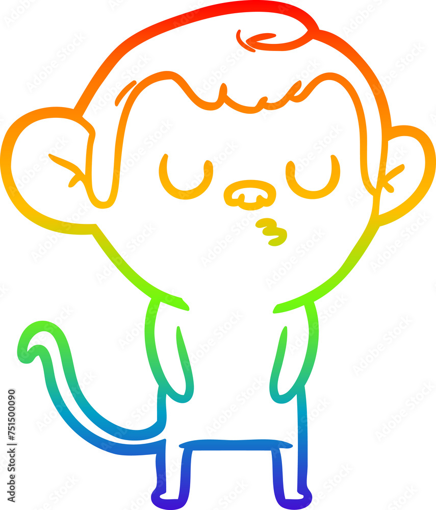 rainbow gradient line drawing cartoon monkey rainbow gradient line drawing cartoon monkey