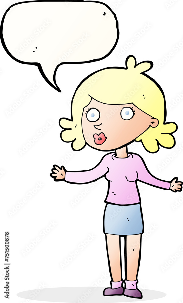 cartoon confused woman with speech bubble cartoon confused woman with speech bubble