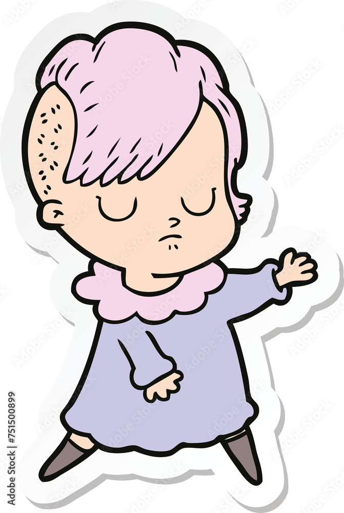 sticker of a cartoon woman