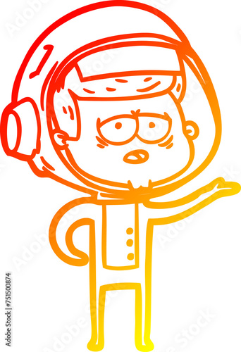 warm gradient line drawing cartoon tired astronaut