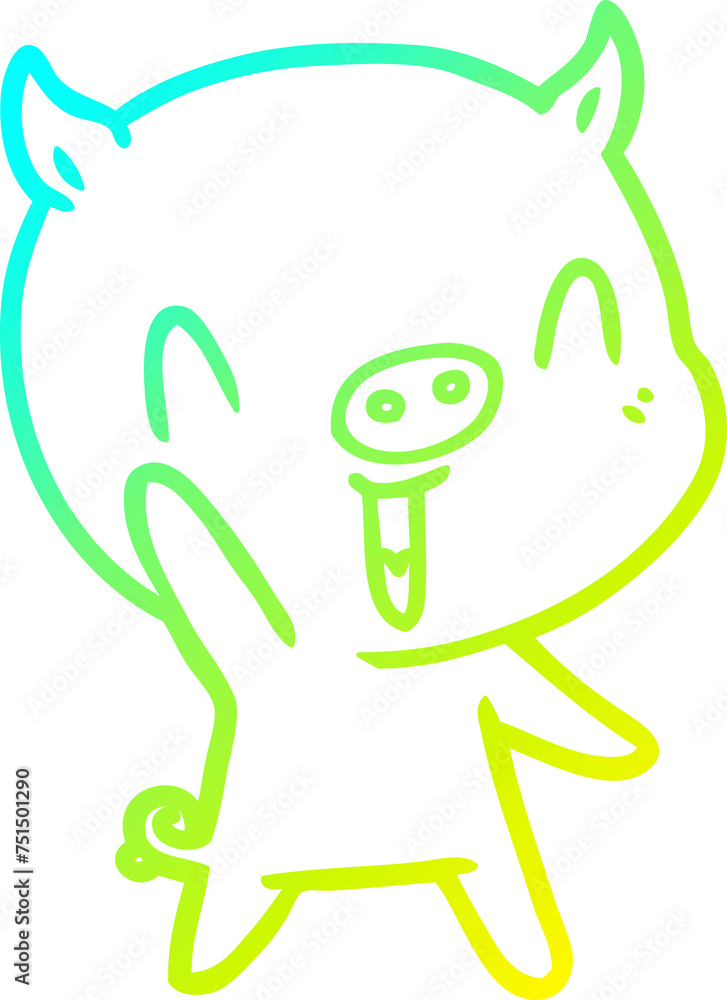 cold gradient line drawing happy cartoon pig cold gradient line drawing happy cartoon pig