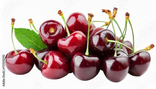 pile of sweet cherries cut out