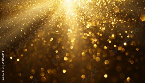 abstract luxury gold background with gold particle glitter vintage lights background christmas golden light shine particles bokeh on dark background gold foil texture holiday concept © Wayne
