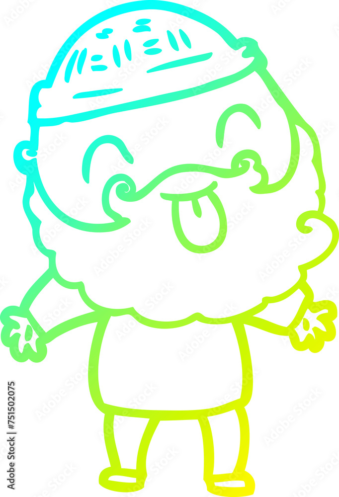 cold gradient line drawing man with beard sticking out tongue cold gradient line drawing man with beard sticking out tongue