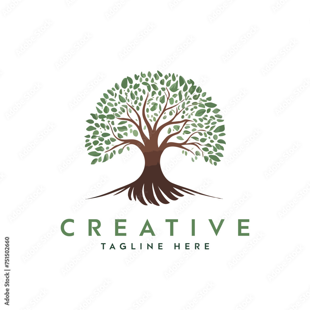 Obraz premium Creative artistic tree logo concept. eco friendly tree logo