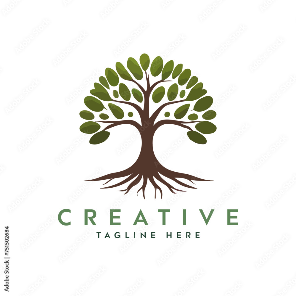 Obraz premium Creative artistic tree logo concept. eco friendly tree logo