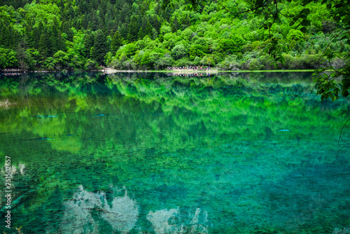 Jiuzhai Valley National Park Summer View in Sichuan Province  China