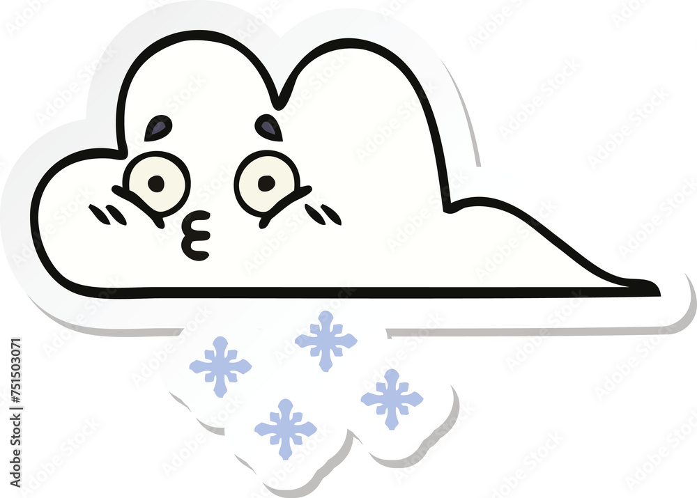 sticker of a cute cartoon snow cloud sticker of a cute cartoon snow cloud