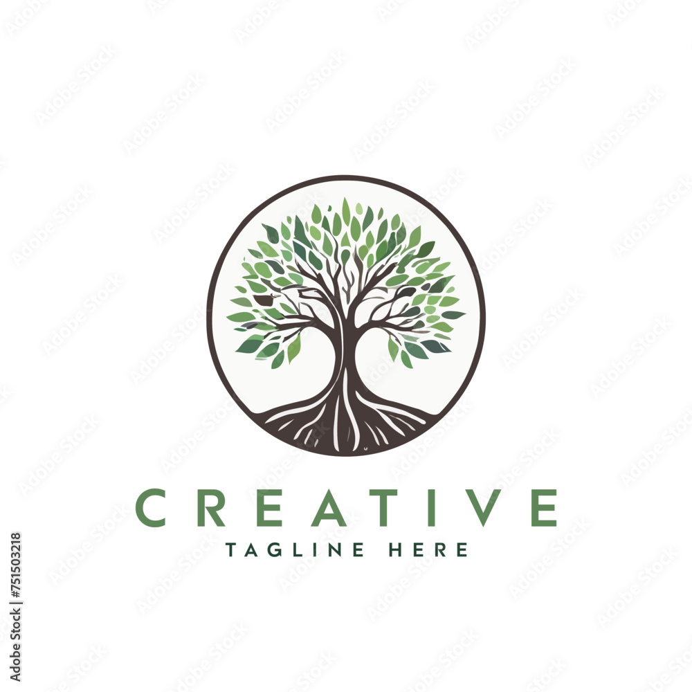 Obraz premium Creative artistic tree logo concept. eco friendly tree logo