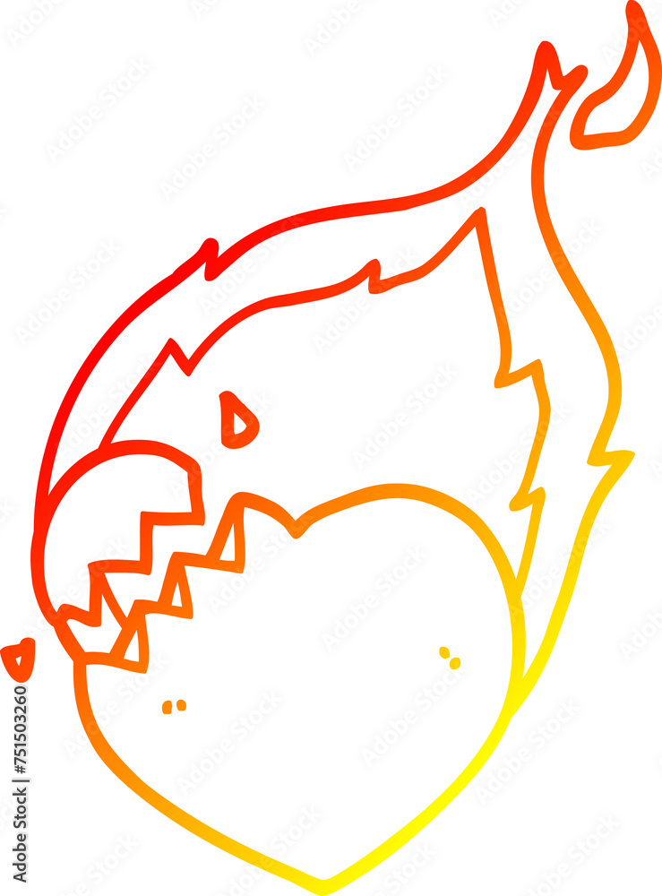 warm gradient line drawing cartoon flaming heart warm gradient line drawing cartoon flaming heart