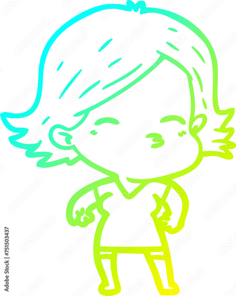 cold gradient line drawing cartoon woman cold gradient line drawing cartoon woman