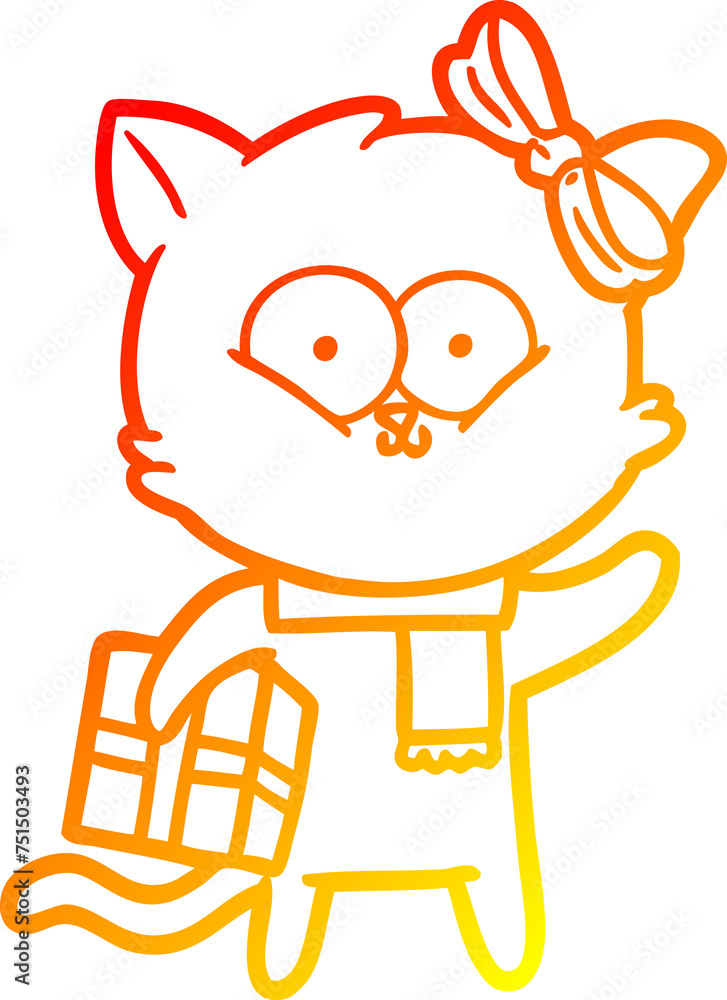 warm gradient line drawing cartoon cat warm gradient line drawing cartoon cat