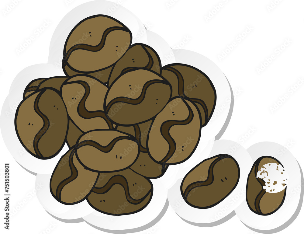 retro distressed sticker of a cartoon coffee beans retro distressed sticker of a cartoon coffee beans