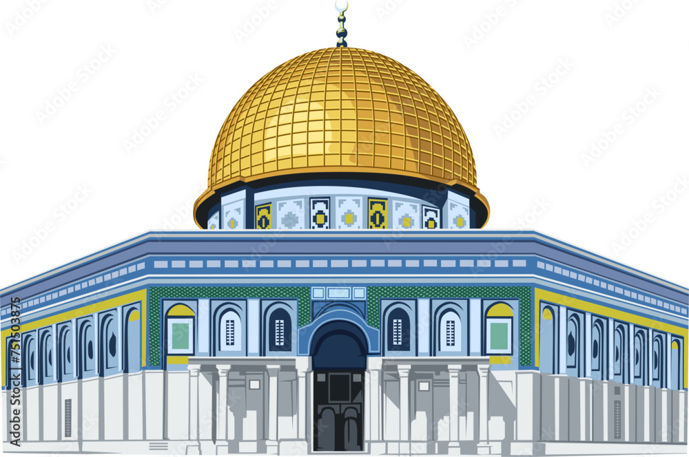 Obraz premium Vector Design Dome of the Rock Mosque in Jerusalem Palestine
