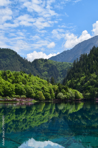 Jiuzhai Valley National Park Summer View in Sichuan Province, China