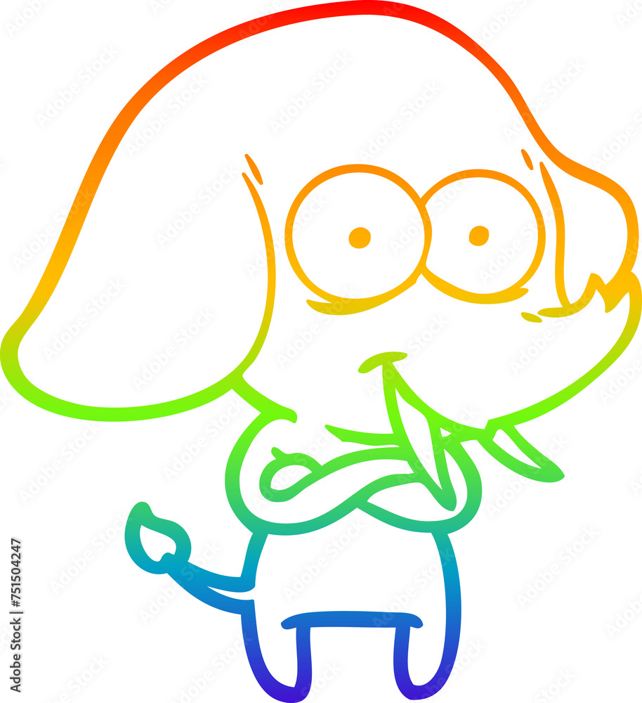 rainbow gradient line drawing happy cartoon elephant rainbow gradient line drawing happy cartoon elephant