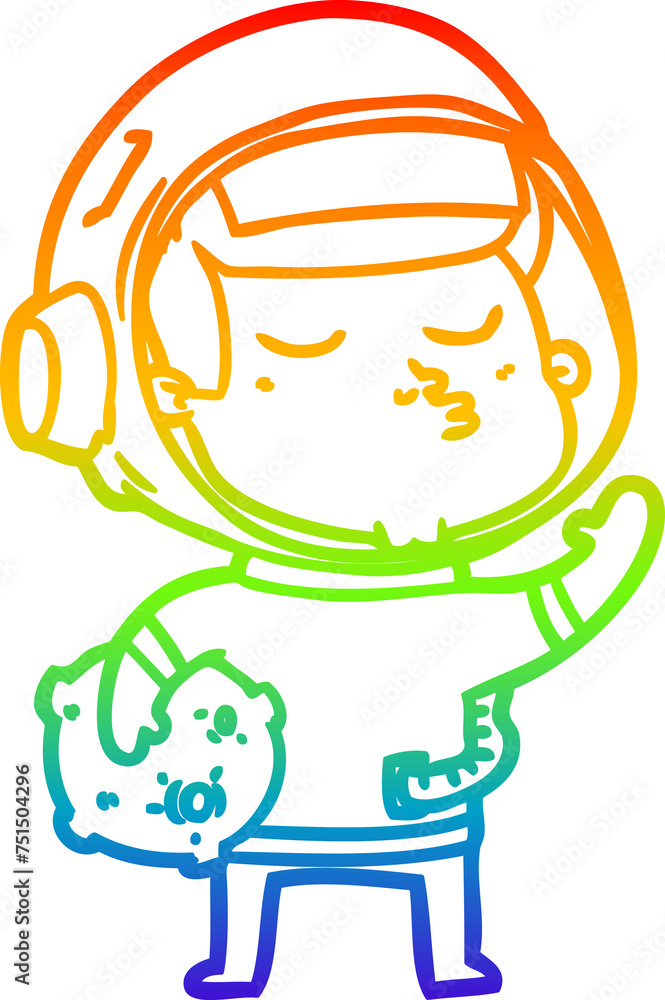 rainbow gradient line drawing cartoon confident astronaut rainbow gradient line drawing cartoon confident astronaut