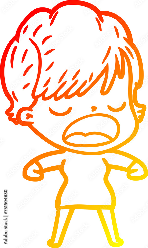 warm gradient line drawing cartoon woman talking warm gradient line drawing cartoon woman talking