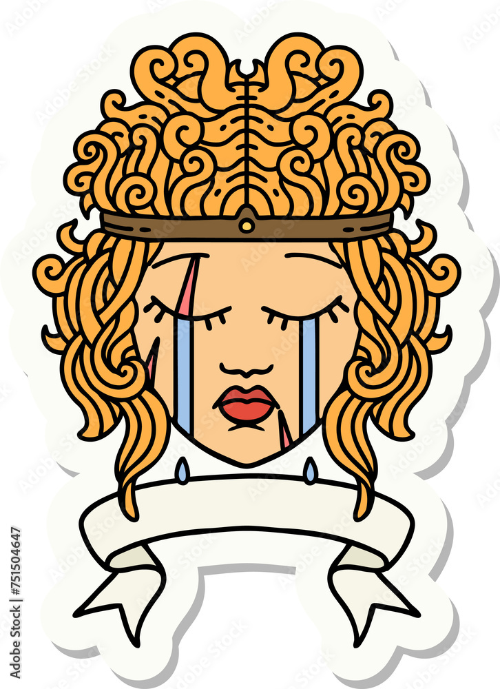 crying human barbarian with banner sticker crying human barbarian with banner sticker
