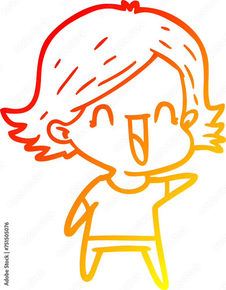 warm gradient line drawing cartoon happy woman warm gradient line drawing cartoon happy woman