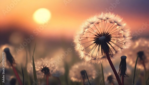 dandelion at sunset freedom to wish dandelion silhouette fluffy flower on sunset sky