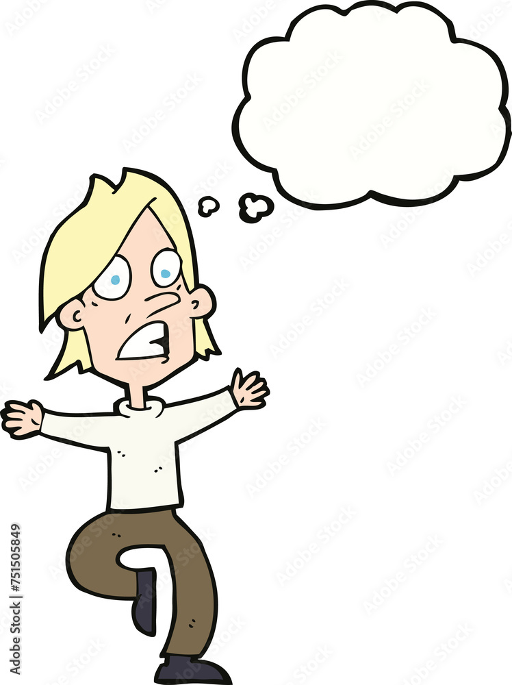cartoon panicking man with thought bubble cartoon panicking man with thought bubble
