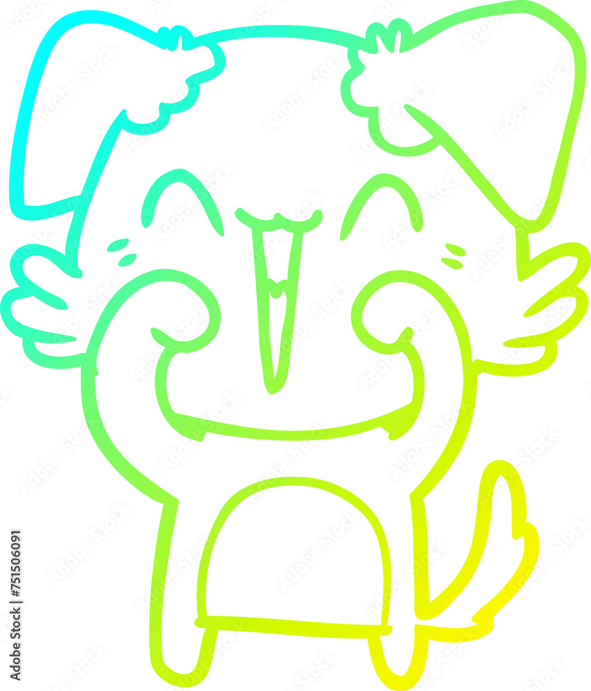 cold gradient line drawing happy little dog cartoon cold gradient line drawing happy little dog cartoon