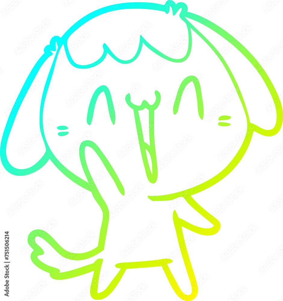 Fototapeta premium cold gradient line drawing cute cartoon dog