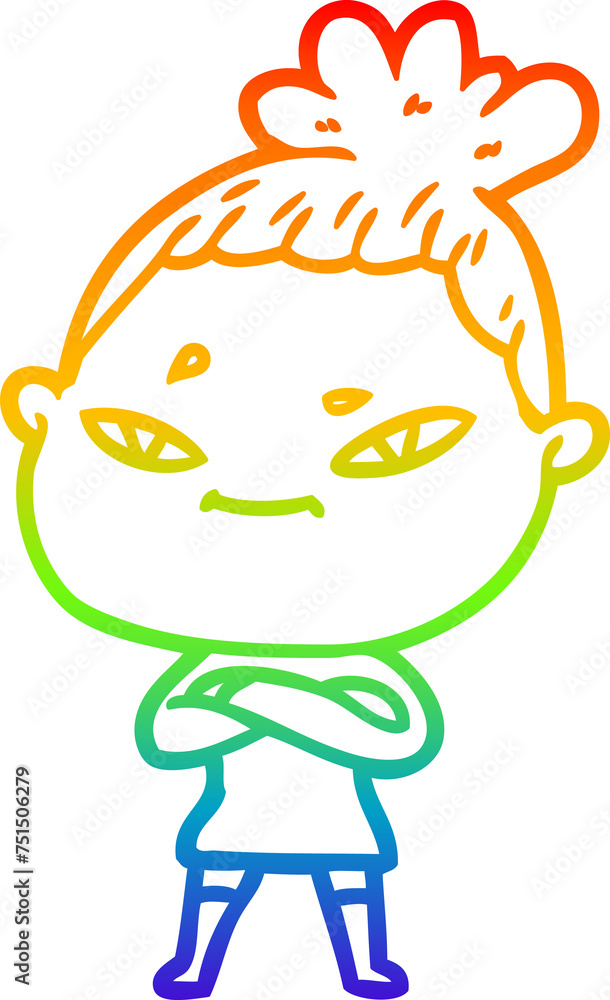 Obraz premium rainbow gradient line drawing cartoon woman