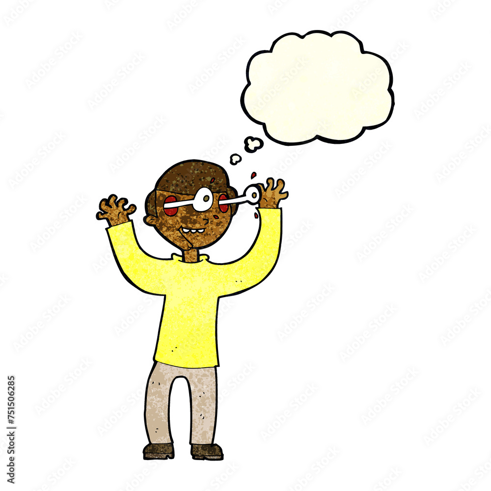 Fototapeta premium cartoon man with eyes popping out of head with thought bubble