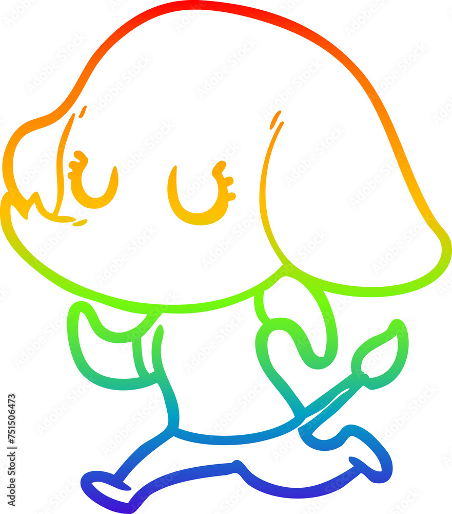 rainbow gradient line drawing cute cartoon elephant rainbow gradient line drawing cute cartoon elephant