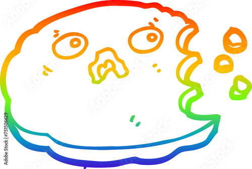 rainbow gradient line drawing cartoon bitten cookie