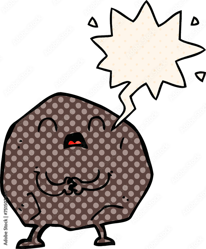 cartoon rock and speech bubble in comic book style cartoon rock and speech bubble in comic book style