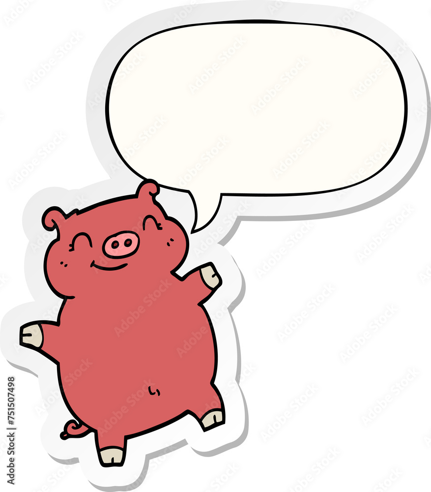 cartoon pig and speech bubble sticker cartoon pig and speech bubble sticker