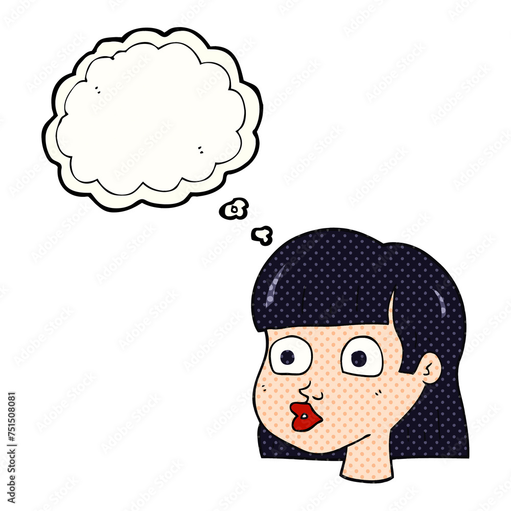 thought bubble cartoon female face