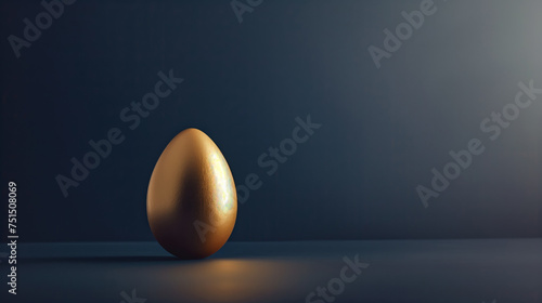 Golden egg on a dark background, the concept of financial success
