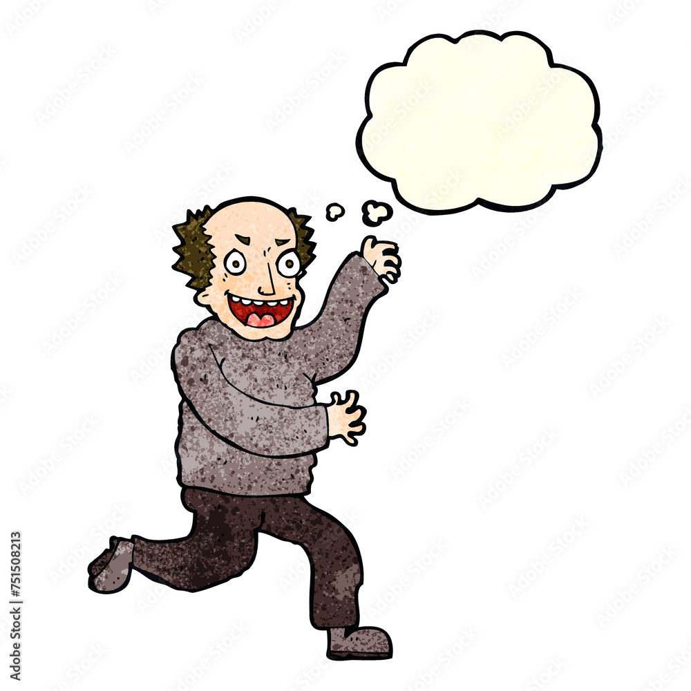 Fototapeta premium cartoon evil old man with thought bubble