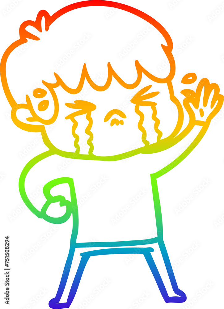 rainbow gradient line drawing cartoon boy crying rainbow gradient line drawing cartoon boy crying