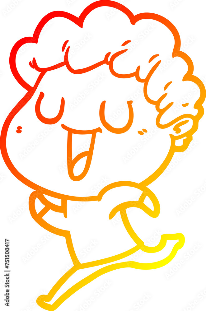 warm gradient line drawing laughing cartoon man running warm gradient line drawing laughing cartoon man running