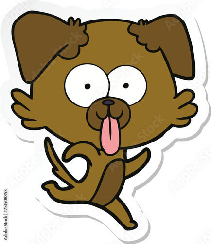 sticker of a cartoon dog with tongue sticking out