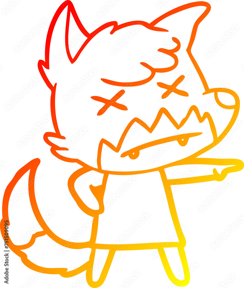 warm gradient line drawing cartoon dead fox warm gradient line drawing cartoon dead fox