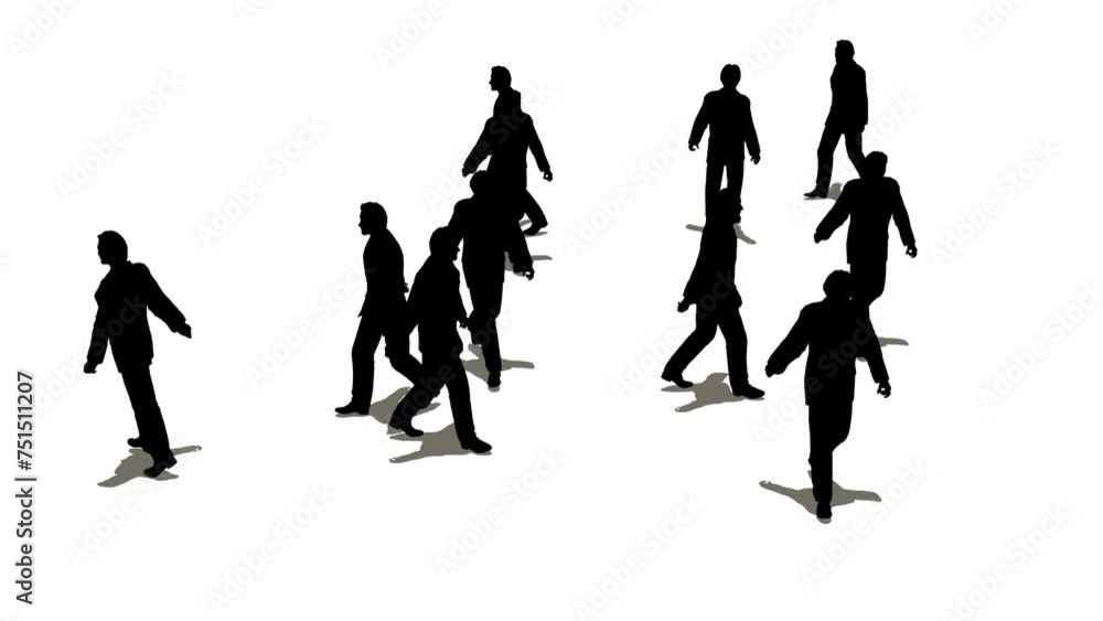 Walking people in random directions silohuette
Walking people in random directions silohuette